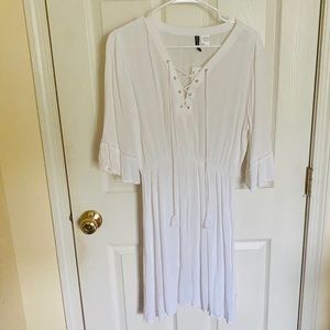 White H&M lace up dress